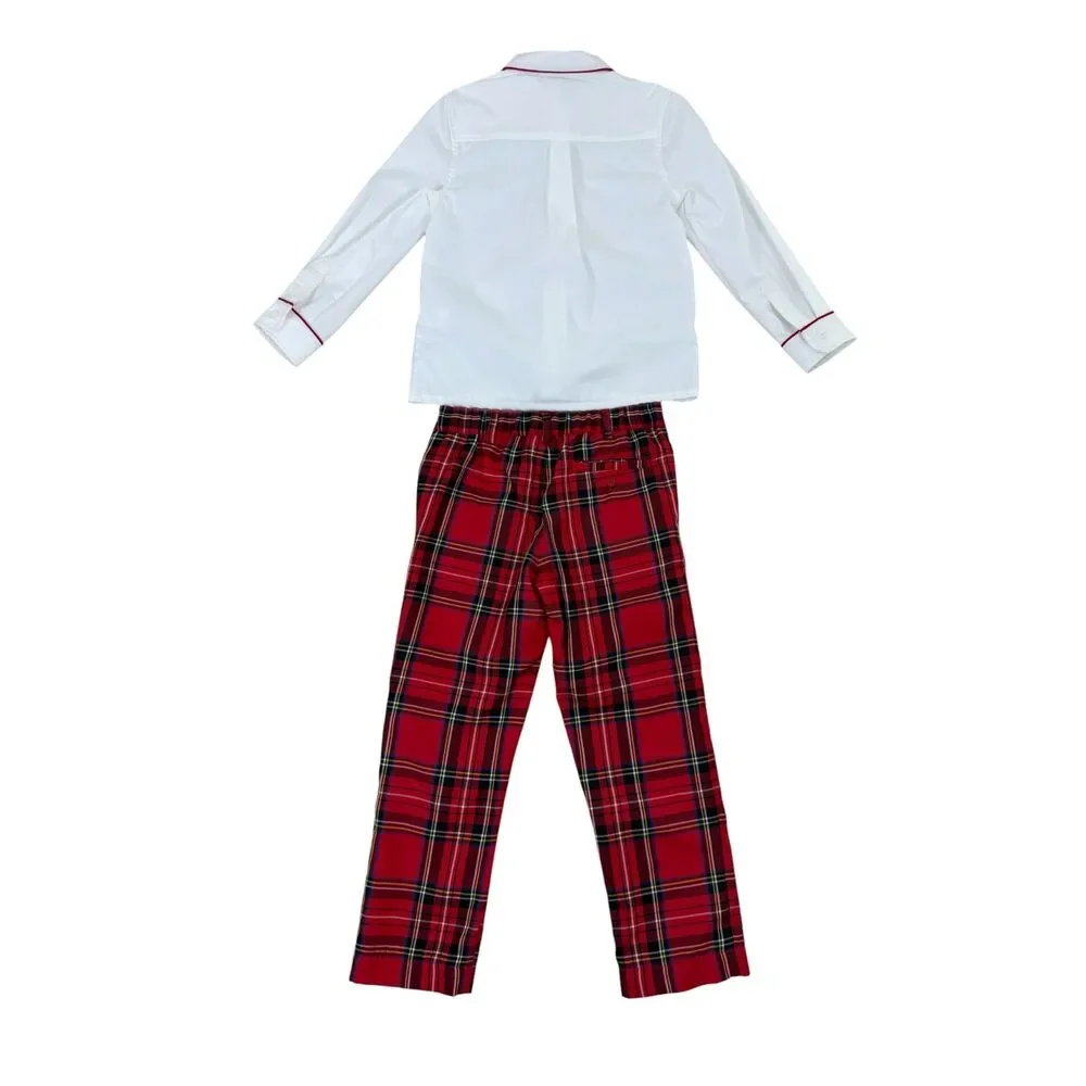 Edgehill Collection Boys 2 Piece Red Plaid Outfit Set Shirt Pants Size 6 NWT